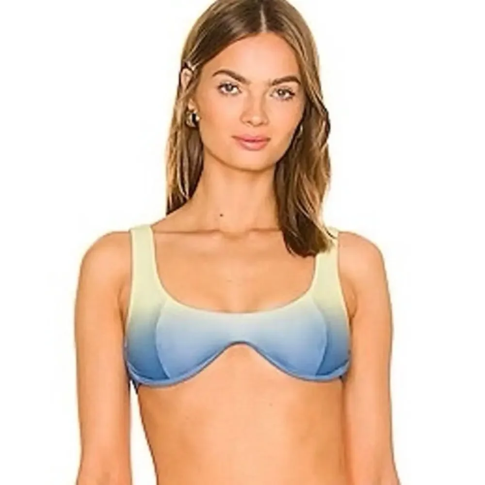 Lovers and Friends Danya Bikini Top in Yellow & Blue Ombre Full Width Wired M